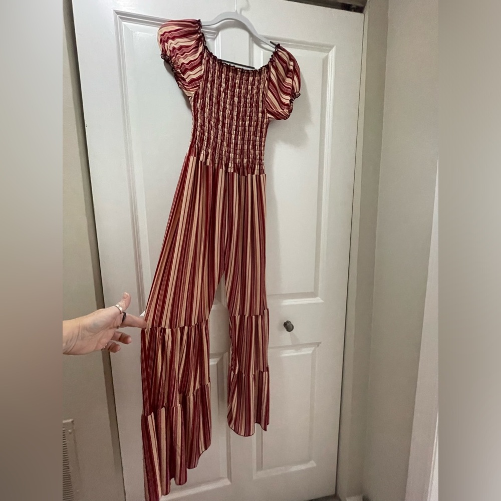 Straight from Atlantic City Boardwalk! S-M Striped BodyCon Pants Jumpsuit EUC